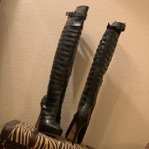 Tall boots over the knee black boots